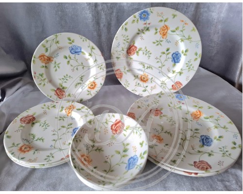 Set of 12 dinner plates "Queens Rose" English 