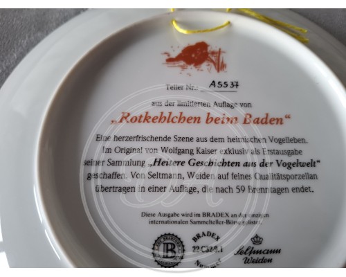 Seltmanns Sammlerteller „Badendes Rotkehlchen“