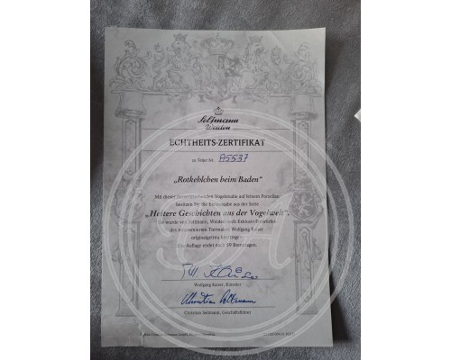 Seltmanns Sammlerteller „Badendes Rotkehlchen“