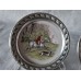"Hunting" porcelain saucers in a pewter frame. Germany