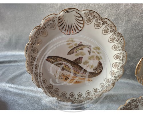 Service  antique Limoges "River fish" (12 persons)