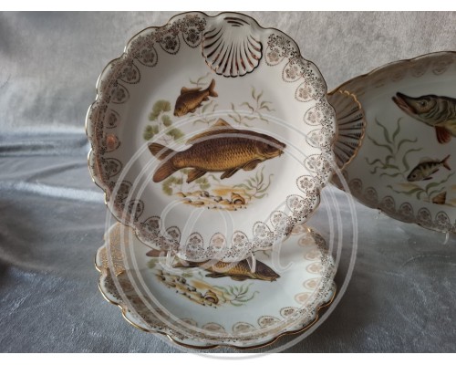 Service  antique Limoges "River fish" (12 persons)