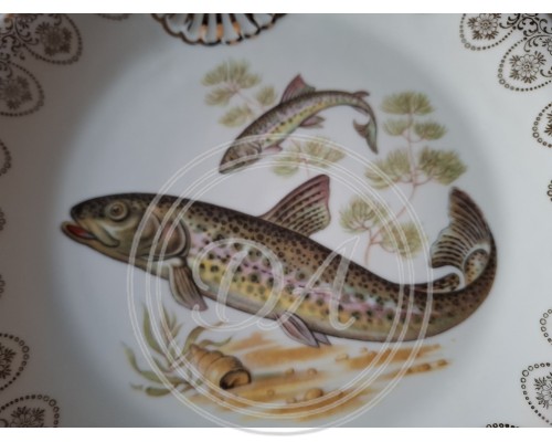 Service  antique Limoges "River fish" (12 persons)