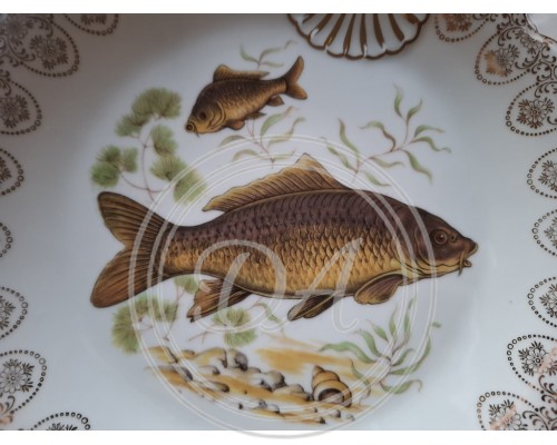 Service  antique Limoges "River fish" (12 persons)