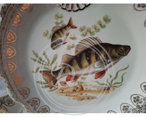 Service  antique Limoges "River fish" (12 persons)