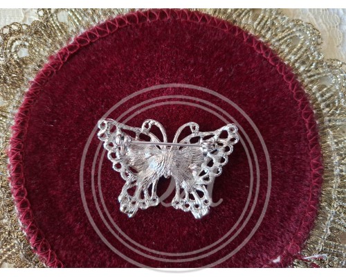 Vintage-Brosche „Schmetterling mit rosa Kristallen“, 1950er-1960er Jahre, Deutschland