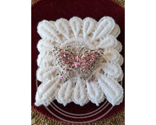 Vintage-Brosche „Schmetterling mit rosa Kristallen“, 1950er-1960er Jahre, Deutschland