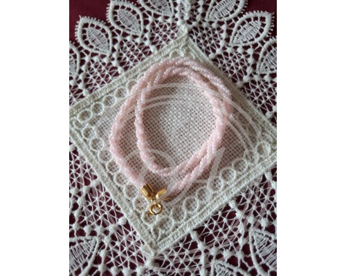 Vintage französische Halskette aus rosa facettierten Perlen, die an Rosenquarz erinnern