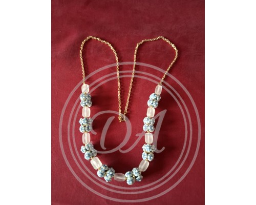 Vintage 'Summer Forget-Me-Nots' Necklace with Blue Lampwork-Style Flower Beads