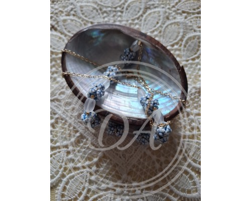Vintage 'Summer Forget-Me-Nots' Necklace with Blue Lampwork-Style Flower Beads