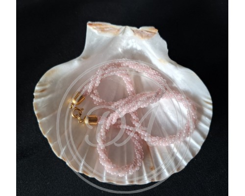 Vintage French Necklace with Pink Faceted Beads Resembling Rose Quartz