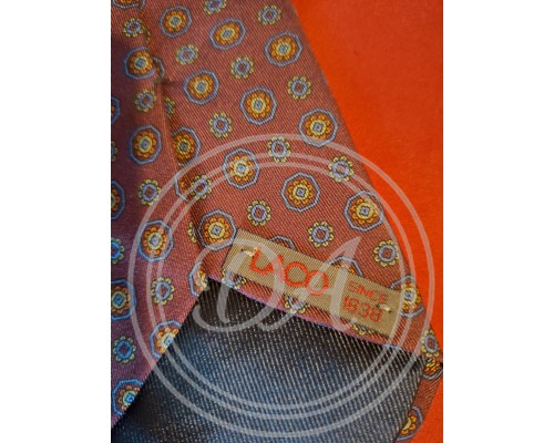 Vintage LACO Burgundy Geometric Pattern Silk Tie