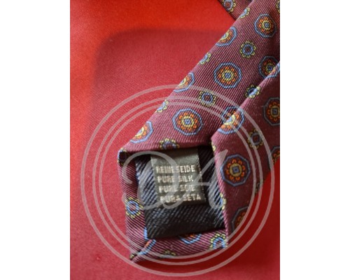 Vintage LACO Burgundy Geometric Pattern Silk Tie