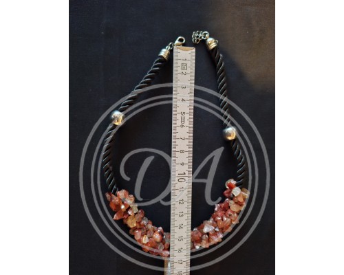Vintage Handmade Necklace (Choker) in Rich Orange and Red, Made from Natural Carnelian Chips