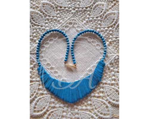 Ethnic Style Statement Necklace with Turquoise or Dyed Howlite
