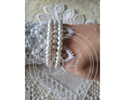 Elastic Pearl Beaded Bracelets, 3 Pcs, France