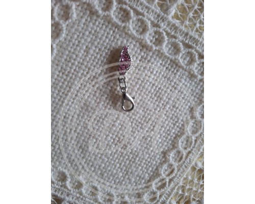 Pendant "Pink Leaf - Rhinestones"