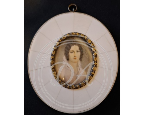 Miniature Portrait Painting of Charlotte von Hagn — a Famous 19th-Century German Actress