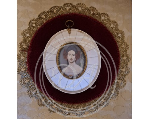 Lupenmalerei Antique Miniature Portrait of Lady Jane Erskine
