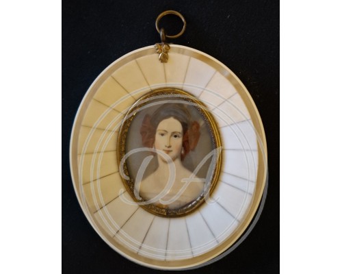 Lupenmalerei Antique Miniature Portrait of Lady Jane Erskine