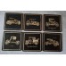 Set aus 6 sammelbaren Vintage-Untersetzern mit Abbildungen klassischer Autos der 70er Jahre