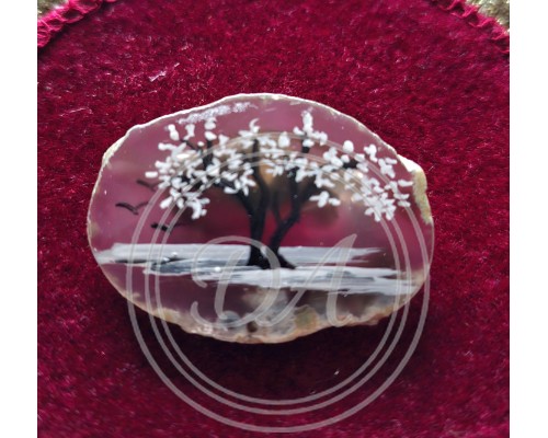 Vintage Brooch "Winter Cherry", Agate