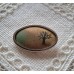 Vintage Oval "Tree" Brooch with Hand-Painted Silk, Created by German Brand Uhlig